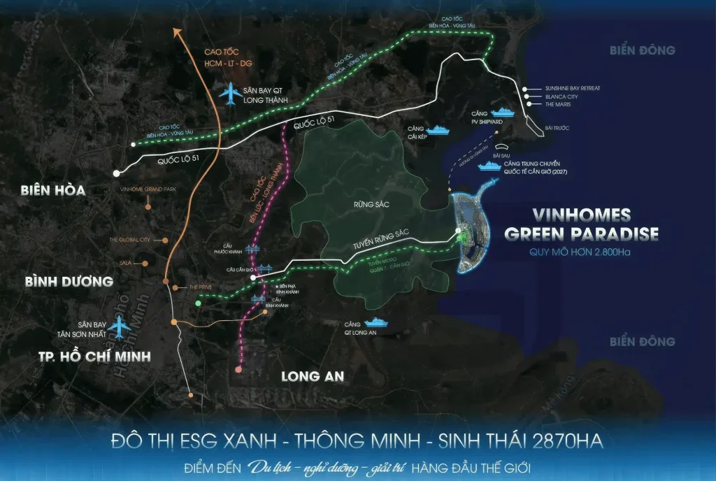 Vị trí chiến lược Vinhomes Green Paradise 2800ha – kết nối TP.HCM, Biên Hòa, Bình Dương