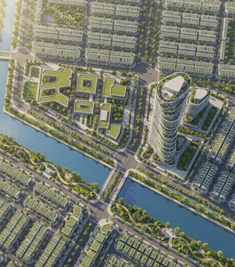 Phối cảnh kênh nước xanh trung tâm đô thị Vinhomes Sài Gòn Park – không gian sống sinh thái ven sông
