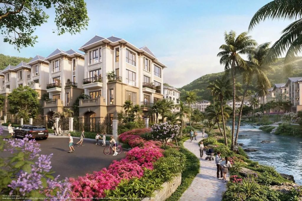 Phối cảnh dãy biệt thự ven suối tại Vinhomes Hải Vân Bay, Đà Nẵng