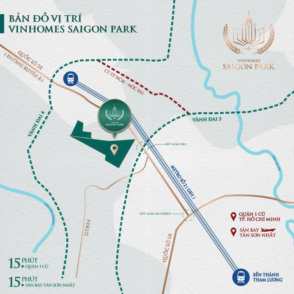 Bản đồ vị trí Vinhomes Saigon Park tại Hóc Môn, TP.HCM